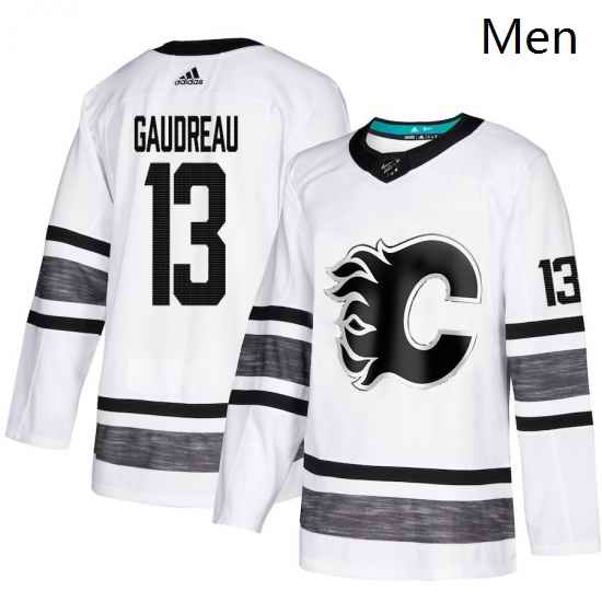Mens Adidas Calgary Flames 13 Johnny Gaudreau White 2019 All Star Game Parley Authentic Stitched NHL Jersey